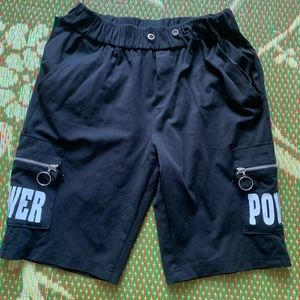 Black Men's Shorts, Unisex Loose Form Sports Shorts Made of Elastic Fabric